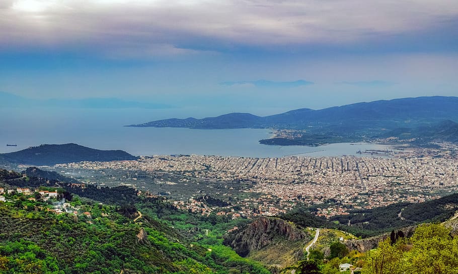 View of Volos city and bay from hills
