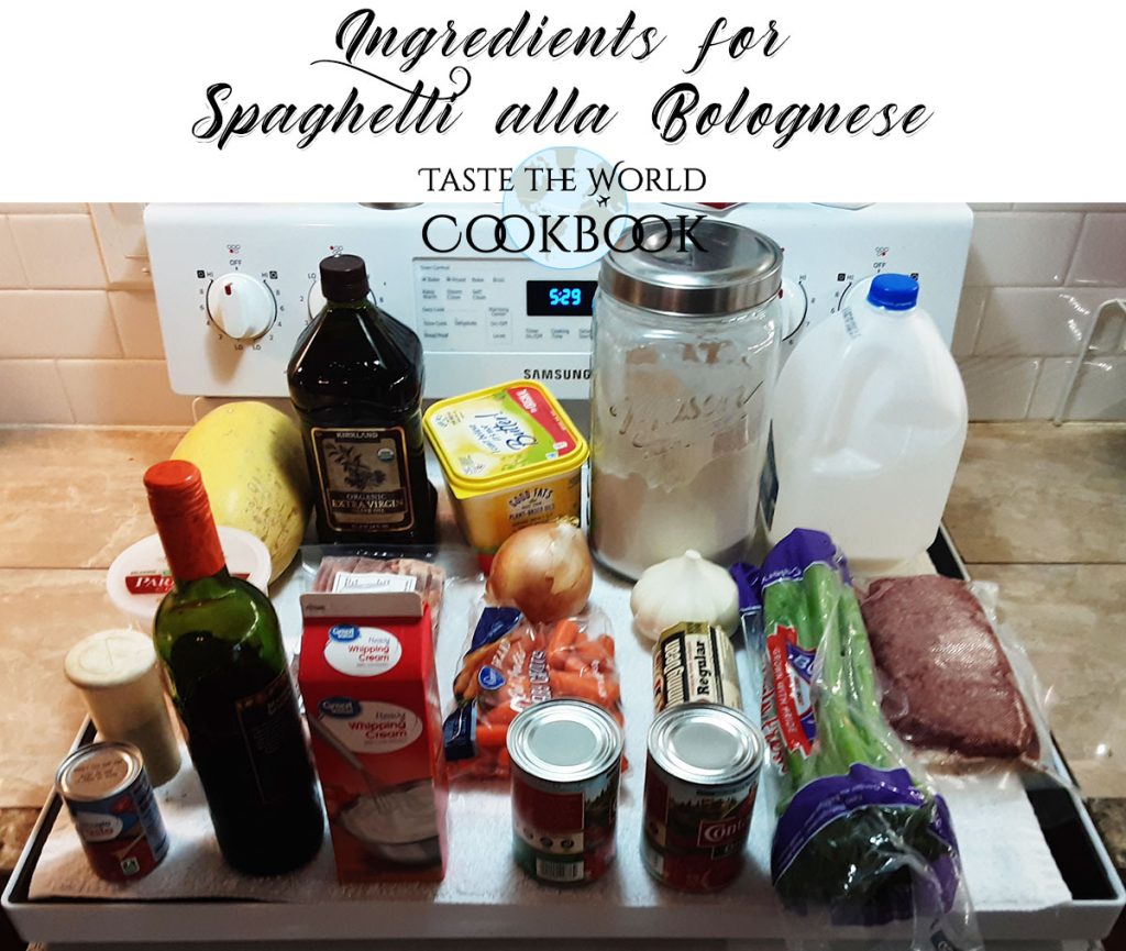 Ingredients for Spaghetti alla Bolognese
