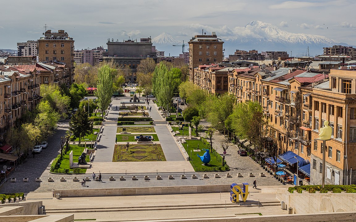 View from the second level of the Cafesjian Museum of Art in Yerevan, Armenian capital. (The area is known as the Cascade.)