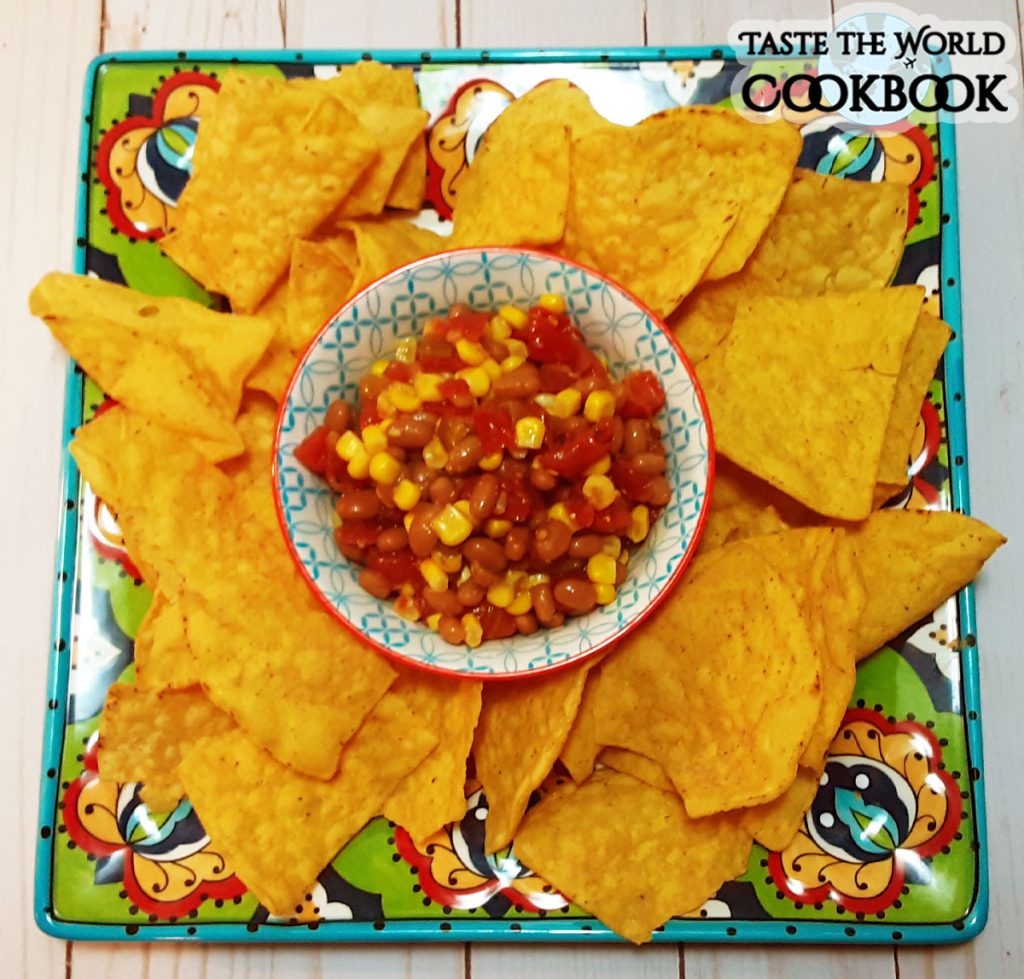 Sweet Corn and Baked Bean Salsa with Chips