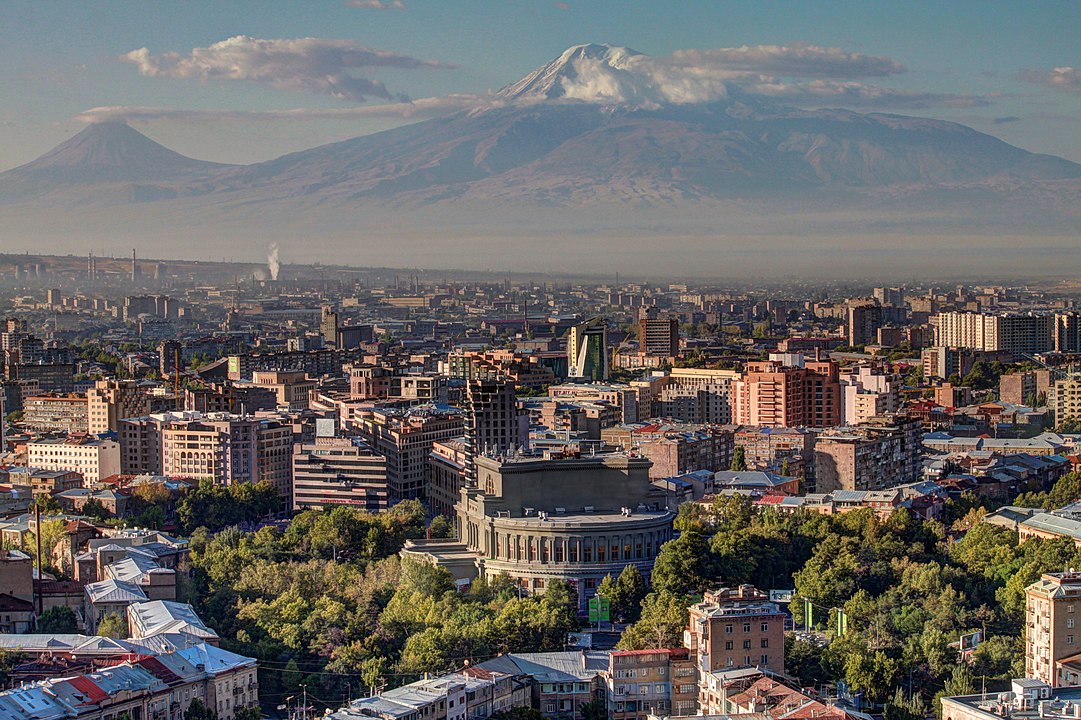 A view of Yerevan, the capital city of the Republic of Armenia, with the backdrop of Mount Ararat (locally known as Masis).