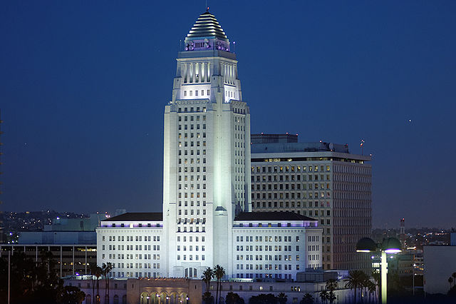 Los Angeles City Hall at sunset