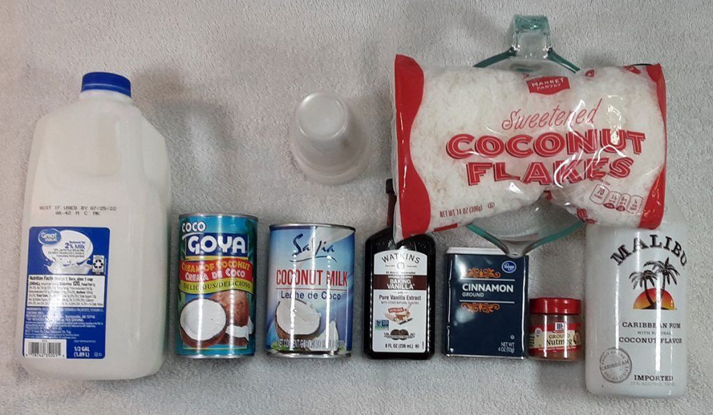 Ingredients for Limber de Coco