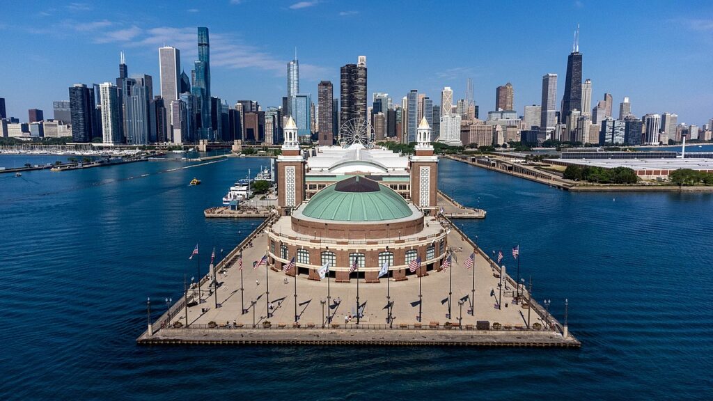 Aerial View of Navy Pier in Chicago