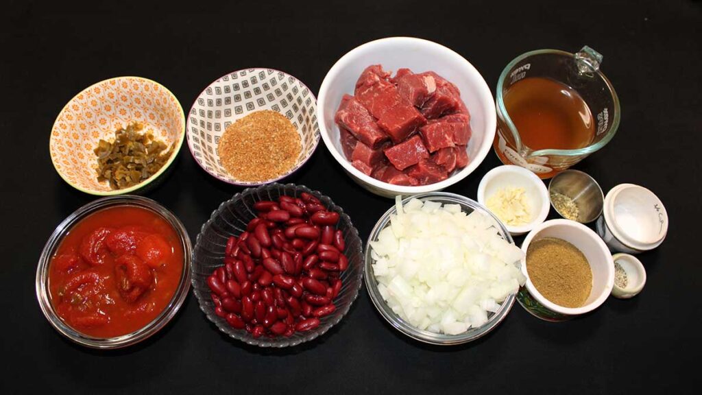 Assortment of Fresh Ingredients for Chili Con Carne Recipe"