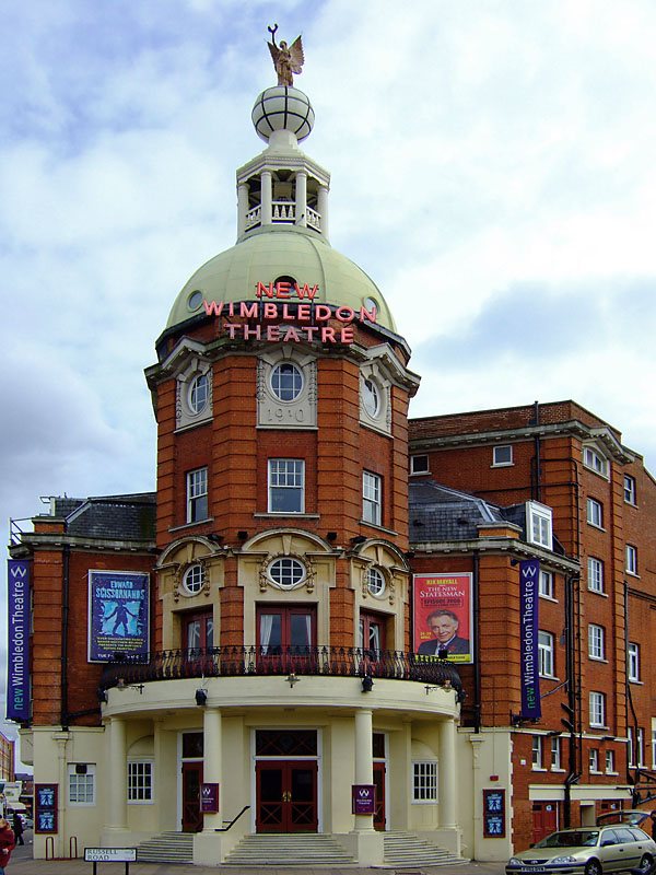 New Wimbledon Theatre with its distinctive dome and architectural design.